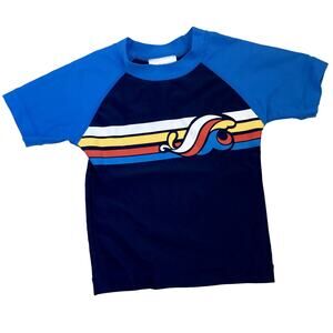 Hanna Andersson Sunblock Screenprint Rash Guard - Short Sleeves - Navy Blue - 2